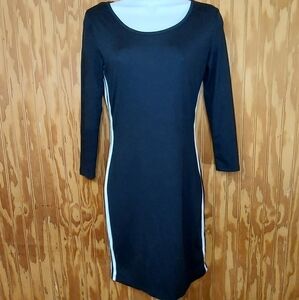 Spadex dress with white pencil stripes down both side. , small